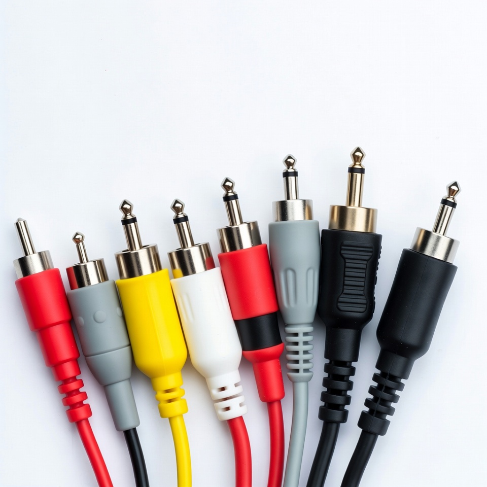 Different audio cables on display Different audio cables on display