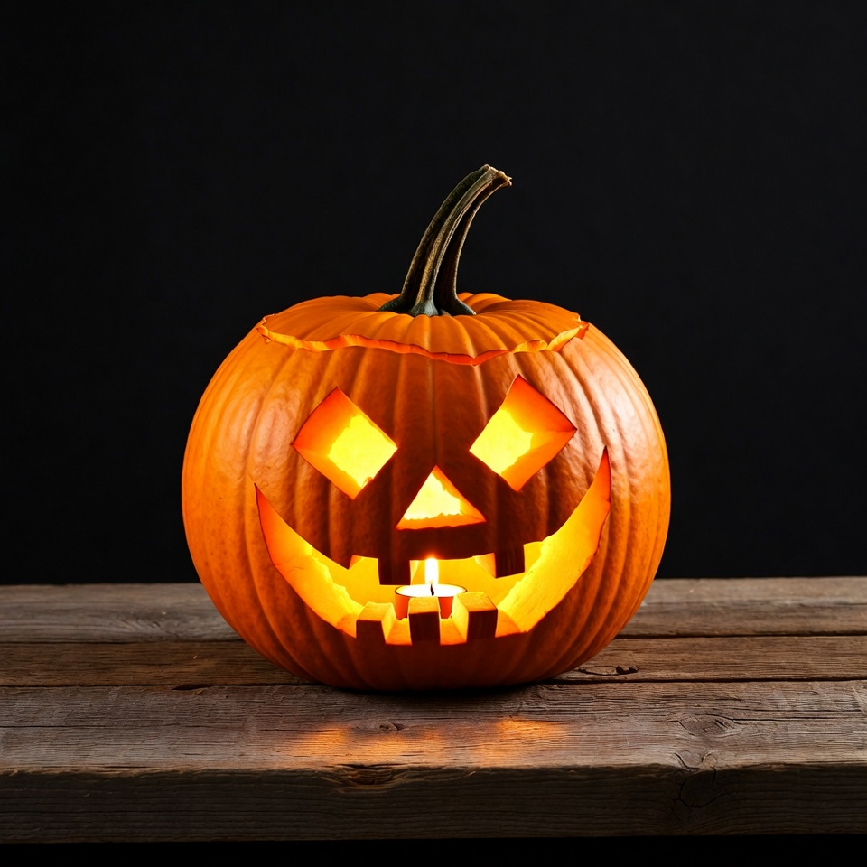 Carved pumpkin with candle for halloween Carved pumpkin with candle for halloween