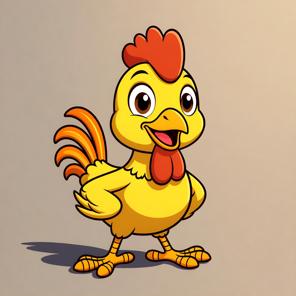 Happy cartoon chicken standing proudly Happy cartoon chicken standing proudly