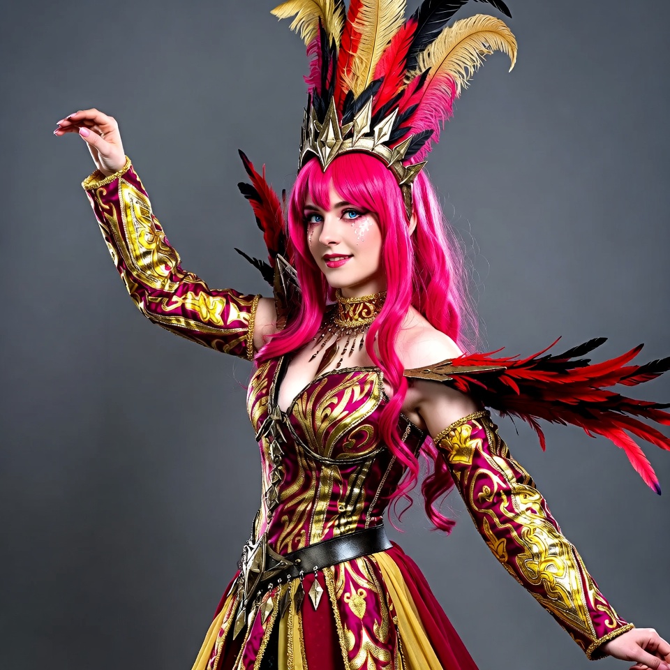 Dancing in colorful costume at event Dancing in colorful costume at event