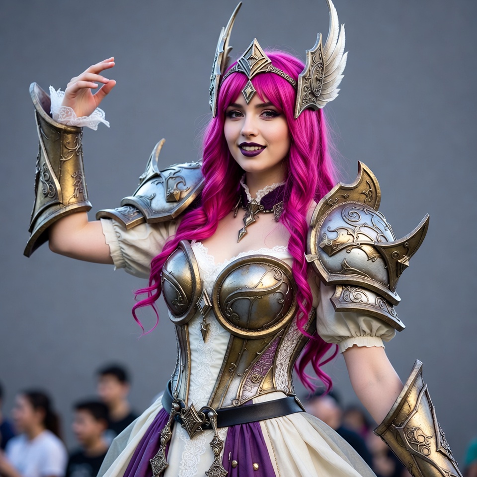 Cosplayer in armor at convention Cosplayer in armor at convention