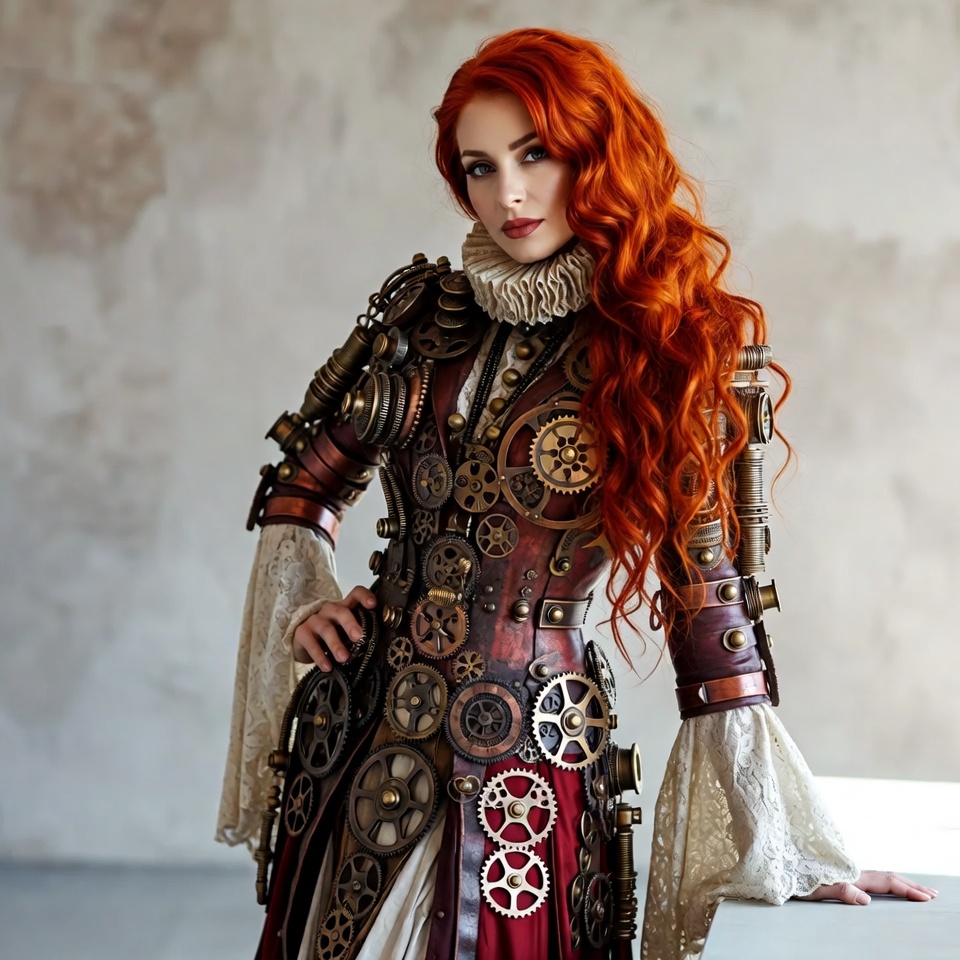 Steampunk model in creative outfit Steampunk model in creative outfit
