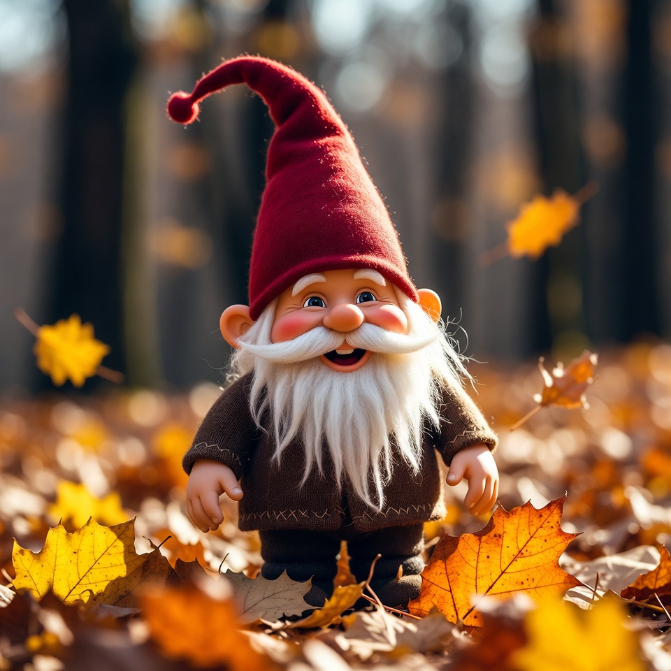 Gnome in autumn leaves Gnome in autumn leaves