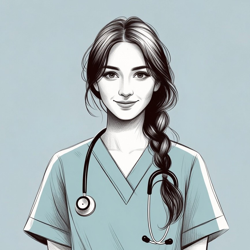 Nurse with stethoscope in scrubs Nurse with stethoscope in scrubs