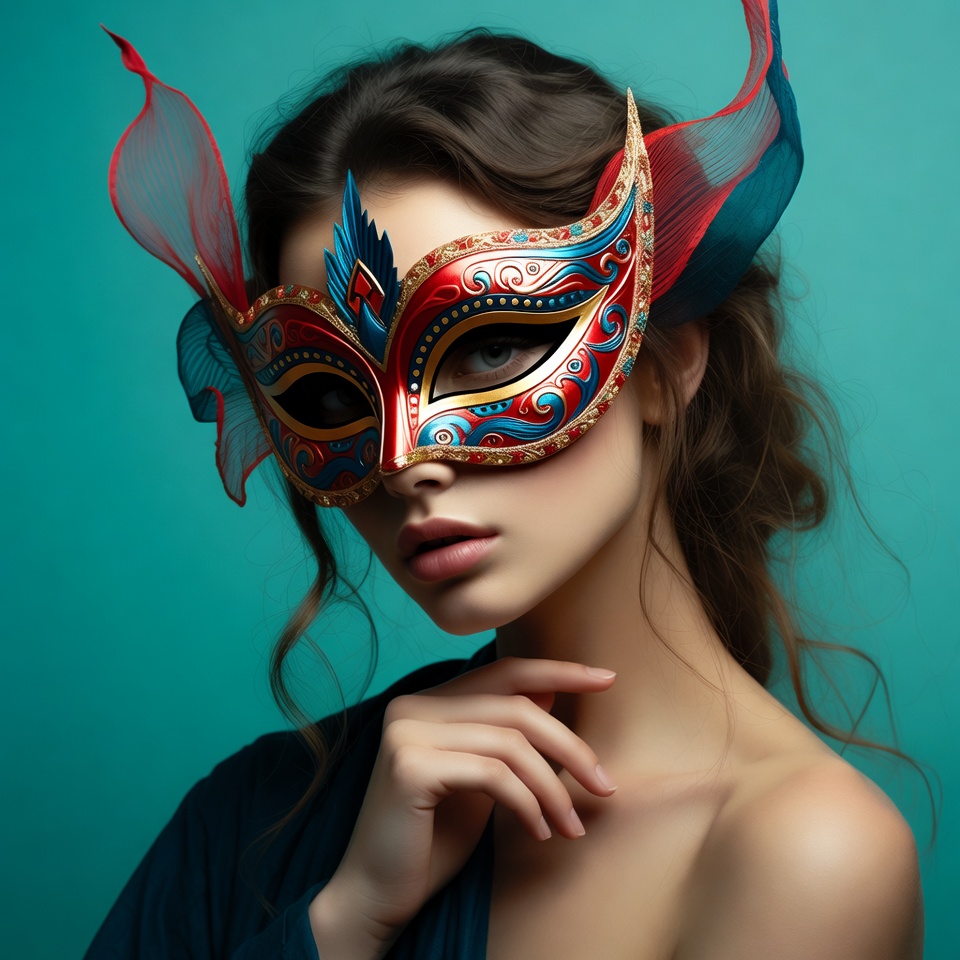 Masked woman with colorful design Masked woman with colorful design