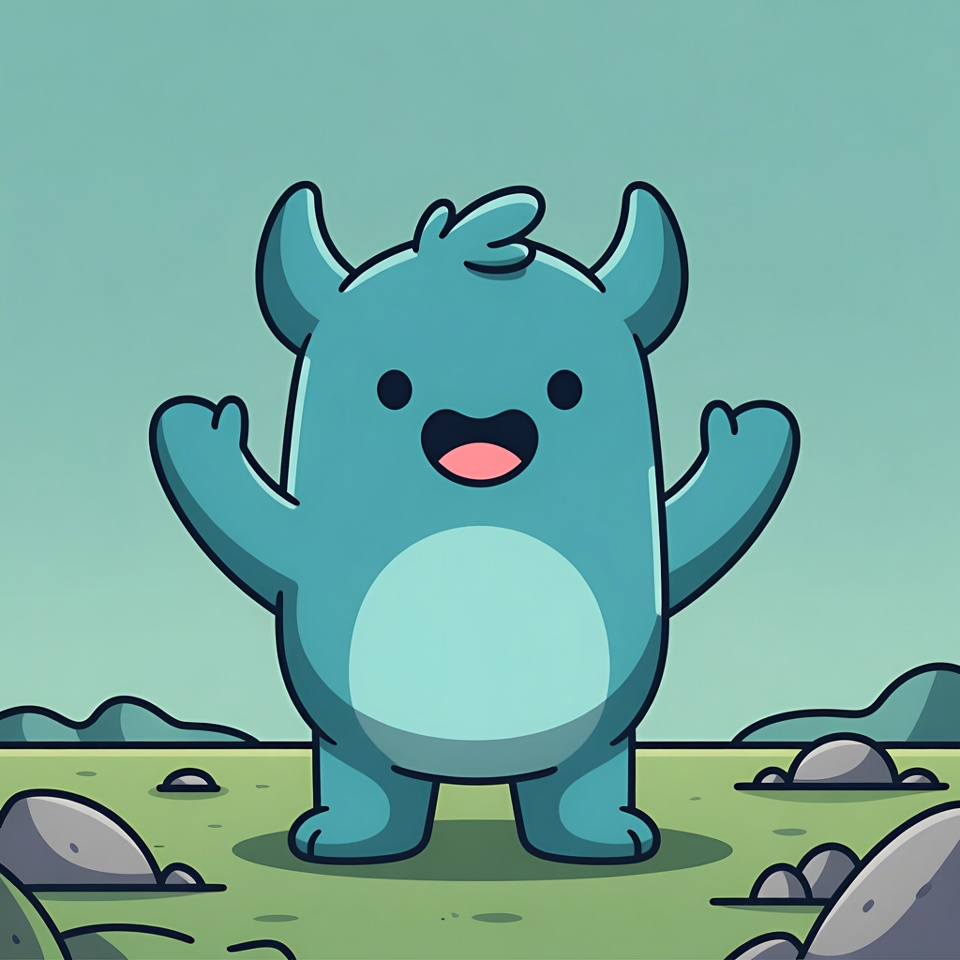 Cute blue creature in a field Cute blue creature in a field