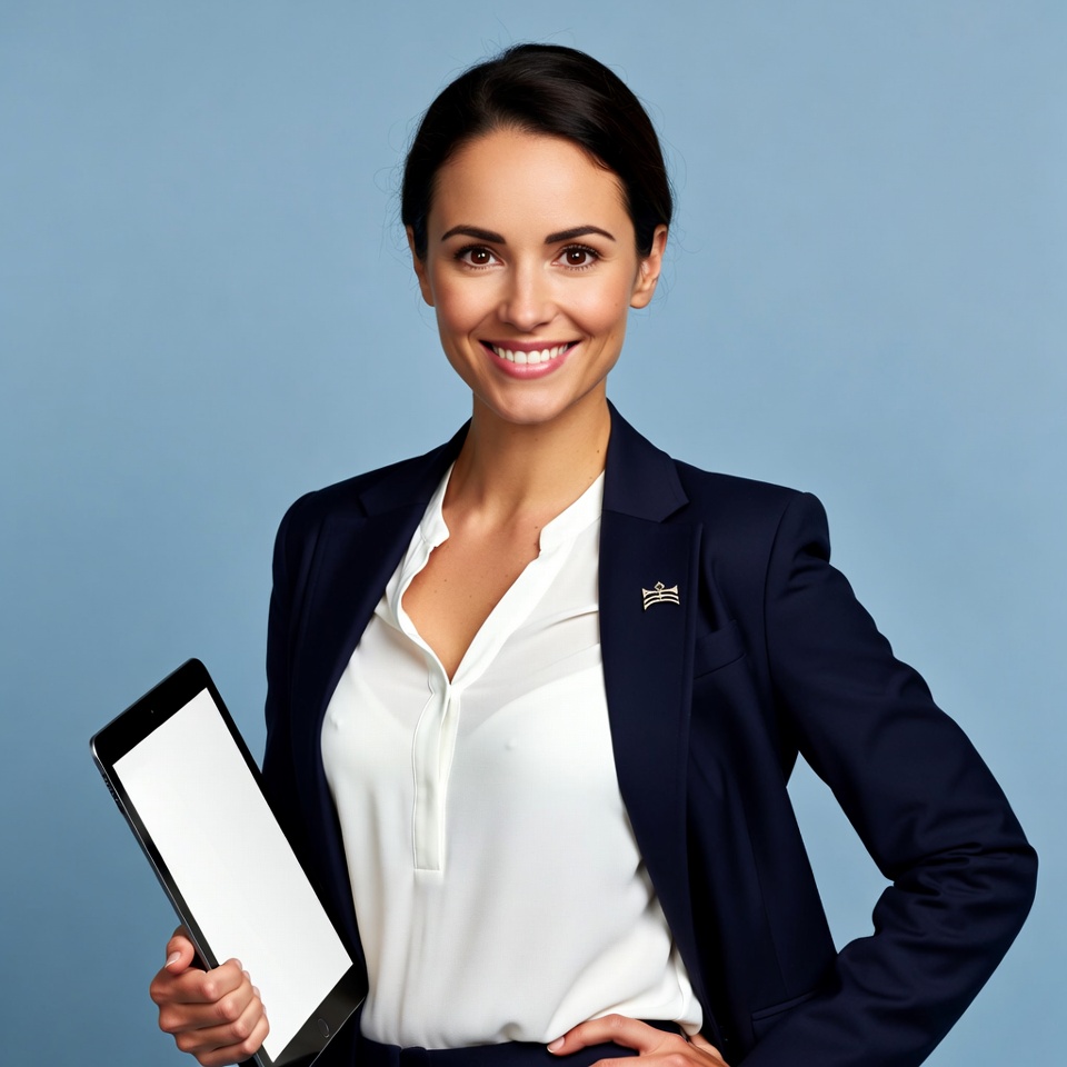 Professionally dressed woman with tablet Professionally dressed woman with tablet