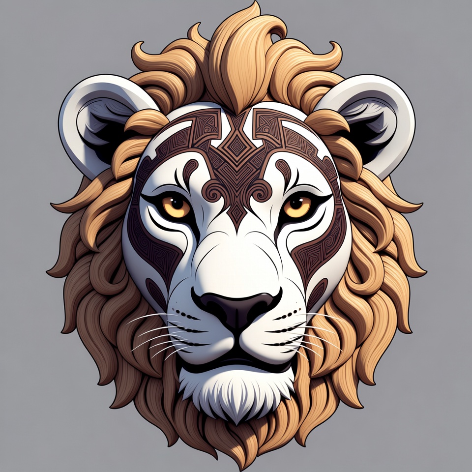 Lion head with tribal design patterns Lion head with tribal design patterns