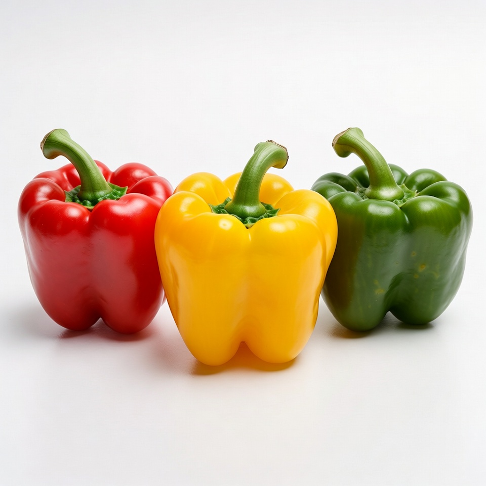 Colorful peppers on white background Colorful peppers on white background
