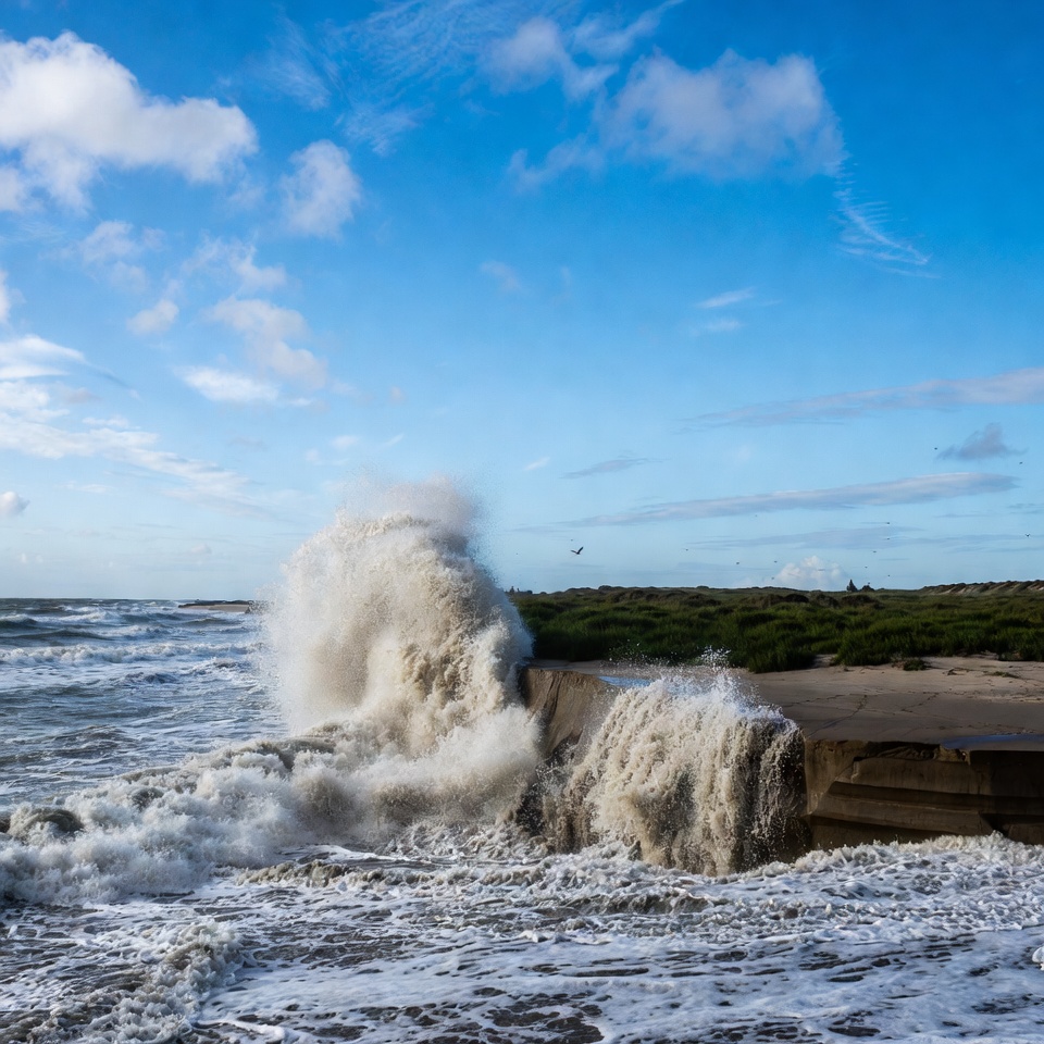 Ocean waves hit shore rocks Ocean waves hit shore rocks