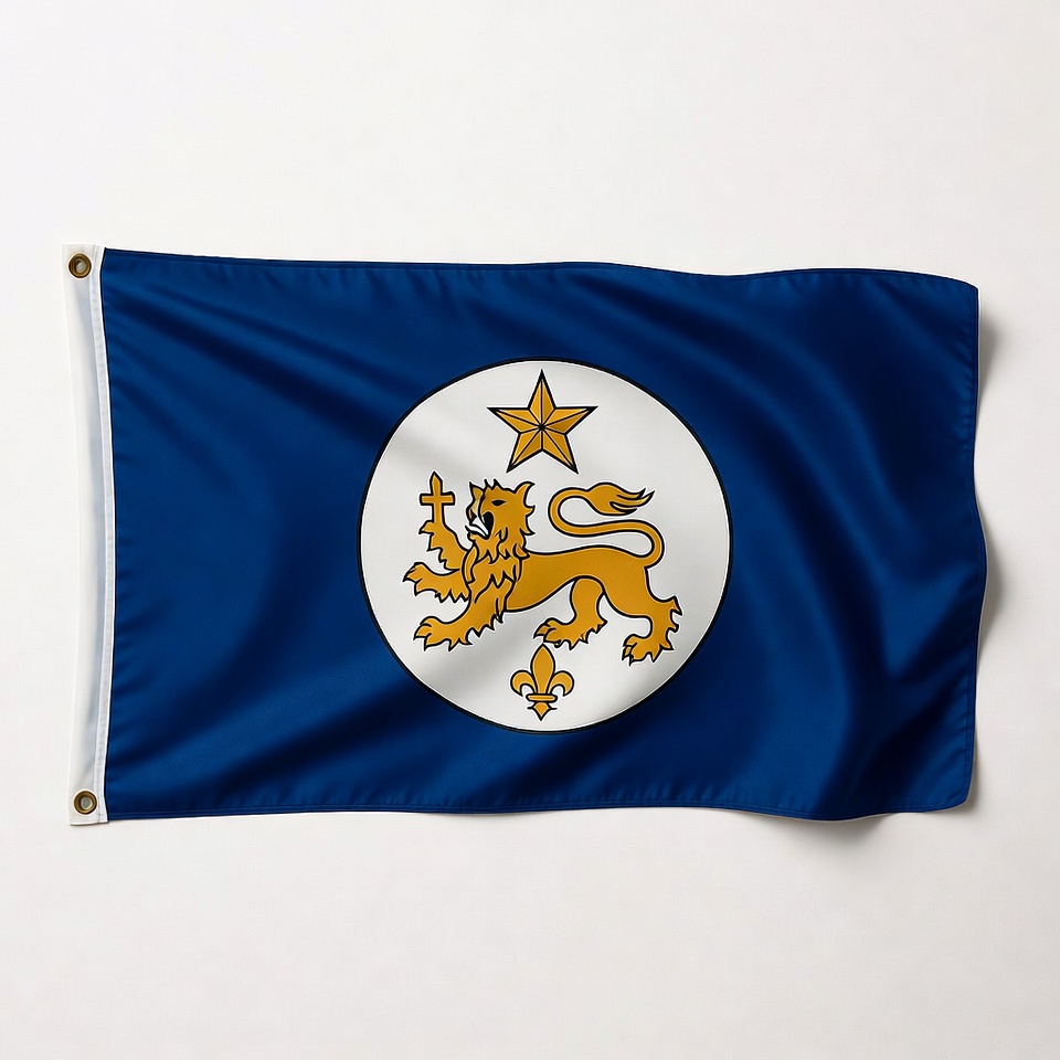 Flag with lion and star design Flag with lion and star design