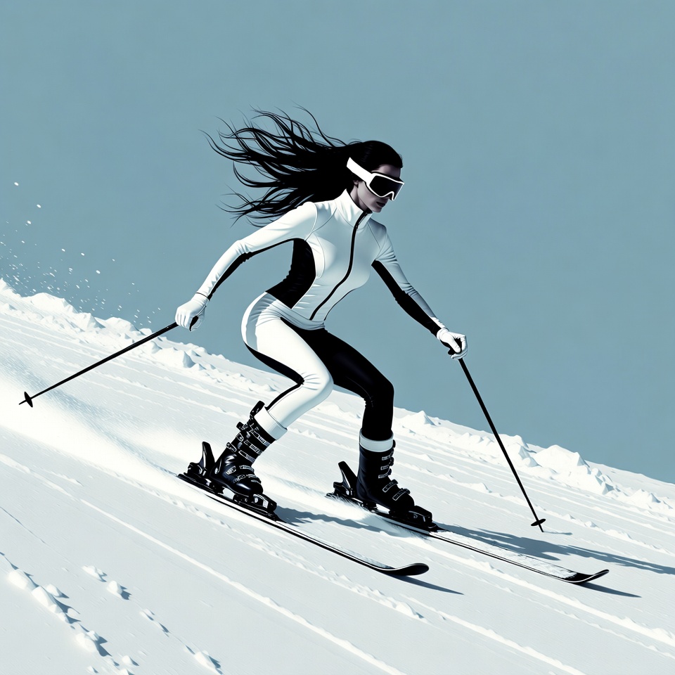 Woman skiing on a snowy slope Woman skiing on a snowy slope
