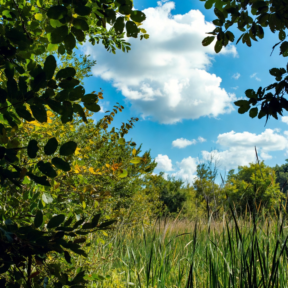 Bright sky over green landscape Bright sky over green landscape