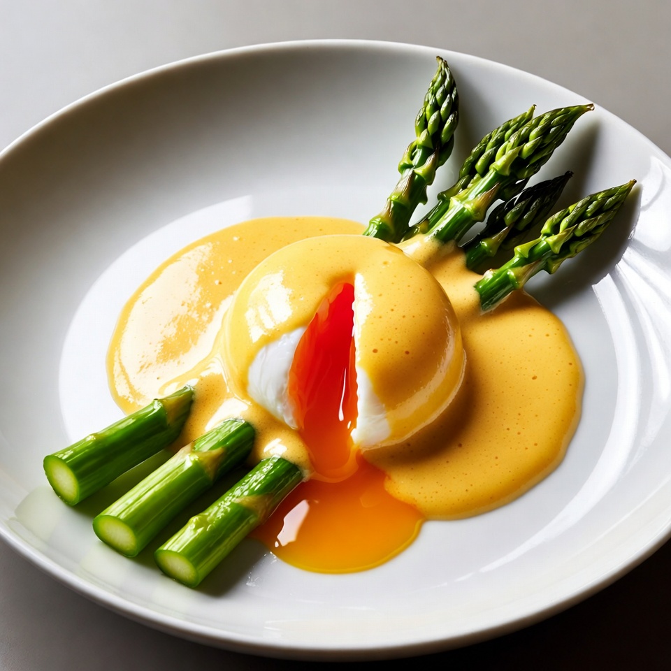 Egg with asparagus and sauce Egg with asparagus and sauce