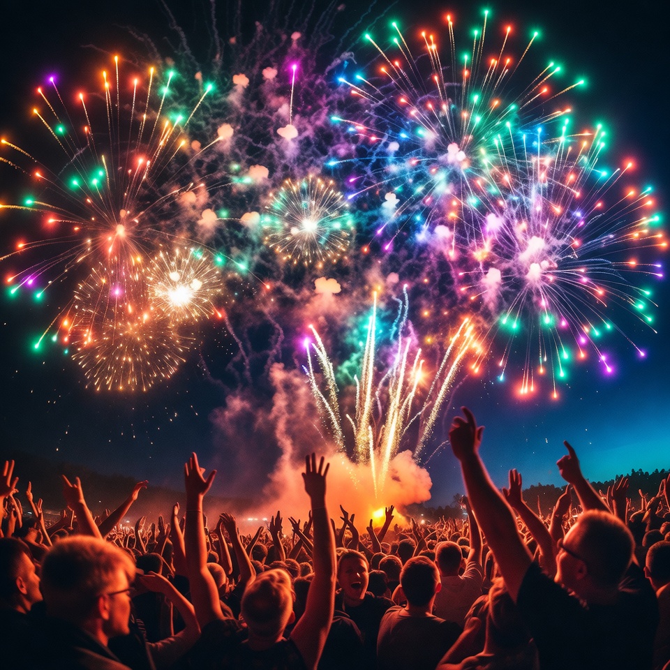 Colorful fireworks display at festival Colorful fireworks display at festival