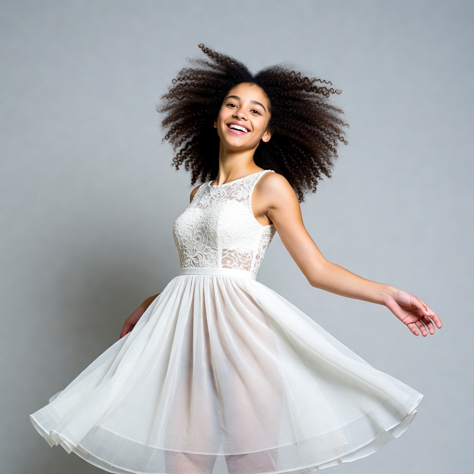 Girl dancing in white dress Girl dancing in white dress