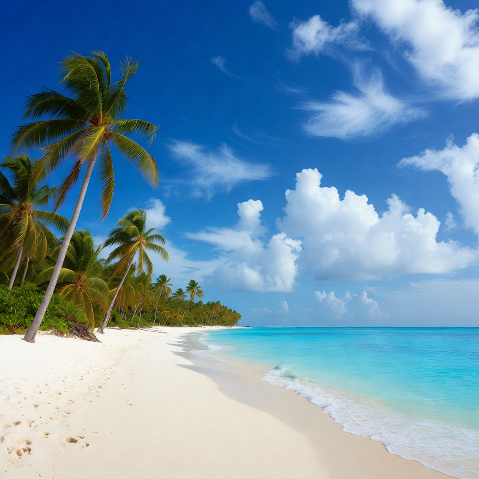 Beach with palm trees and clear sky Beach with palm trees and clear sky