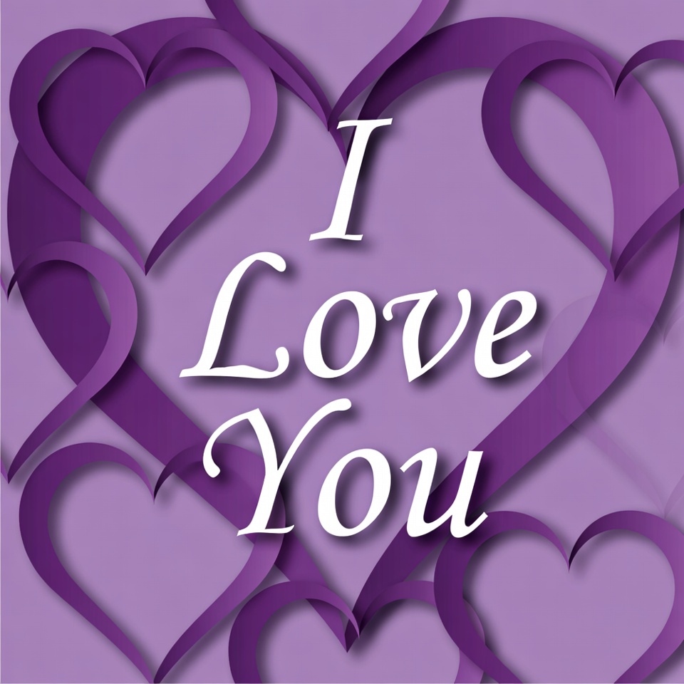 Hearts and love symbols on purple background Hearts and love symbols on purple background