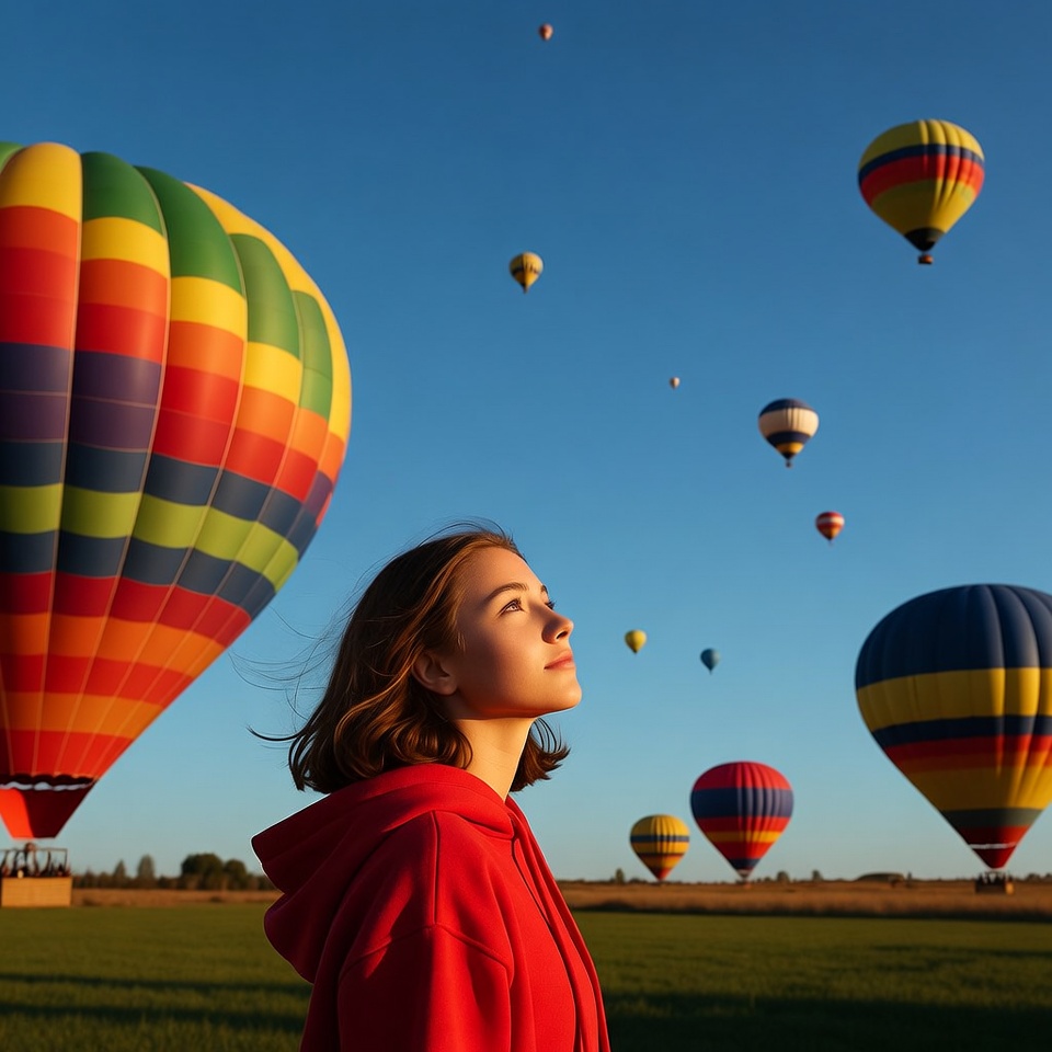 Hot air balloons in the morning sky Hot air balloons in the morning sky