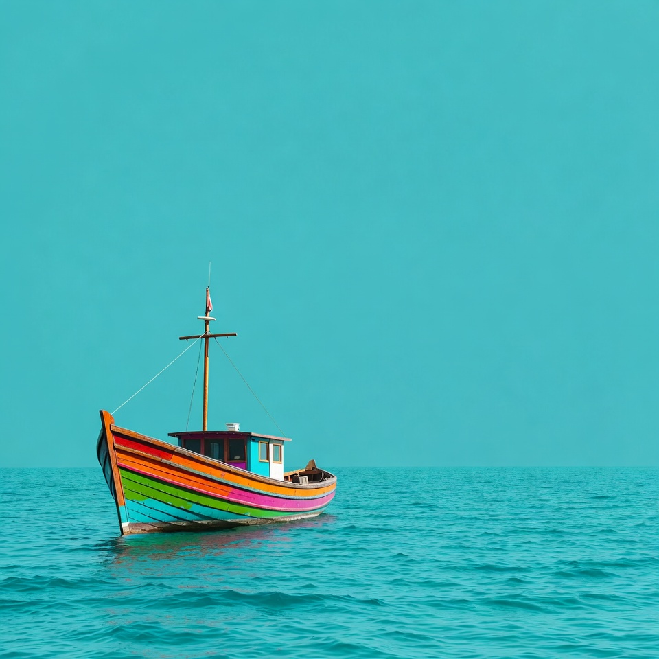 Colorful boat in clear water Colorful boat in clear water