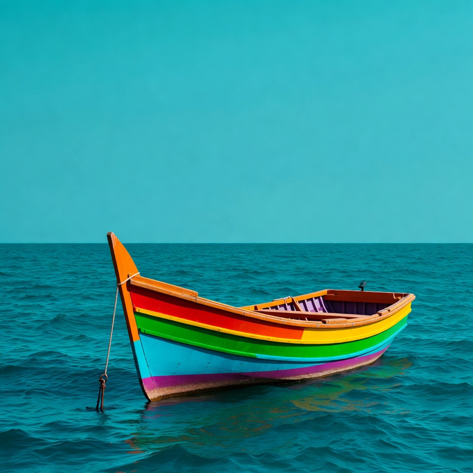 Colorful boat on calm water Colorful boat on calm water