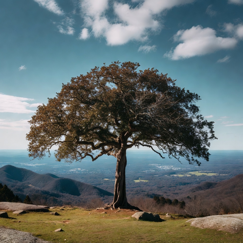 Tree on mountain top under clear sky Tree on mountain top under clear sky