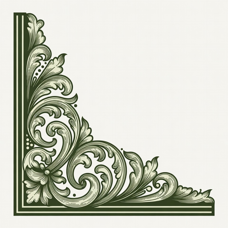 Decorative floral corner design element Decorative floral corner design element