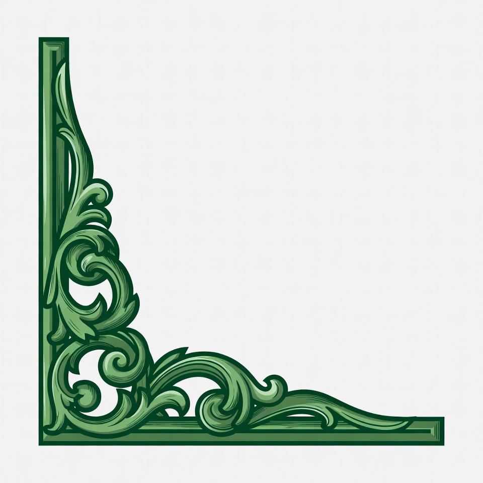 Ornate green corner design for decorations Ornate green corner design for decorations