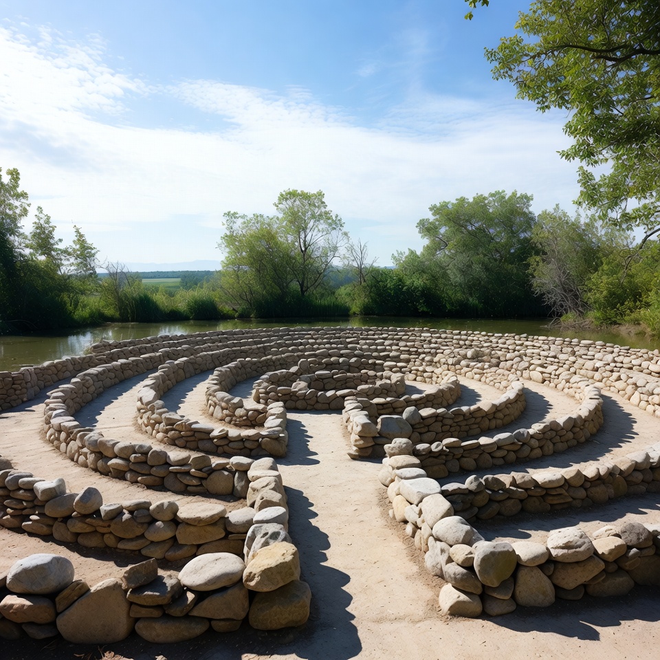 Stone labyrinth by the river Stone labyrinth by the river