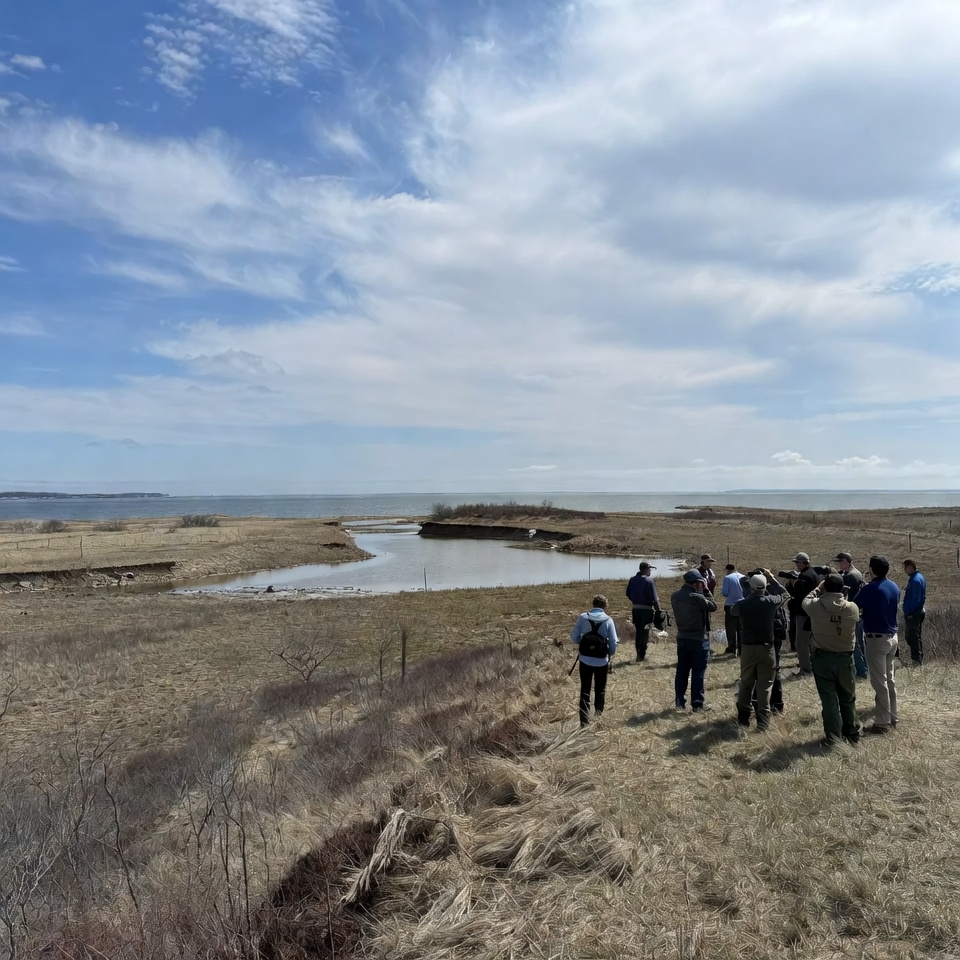 Group studies landscape near water body Group studies landscape near water body