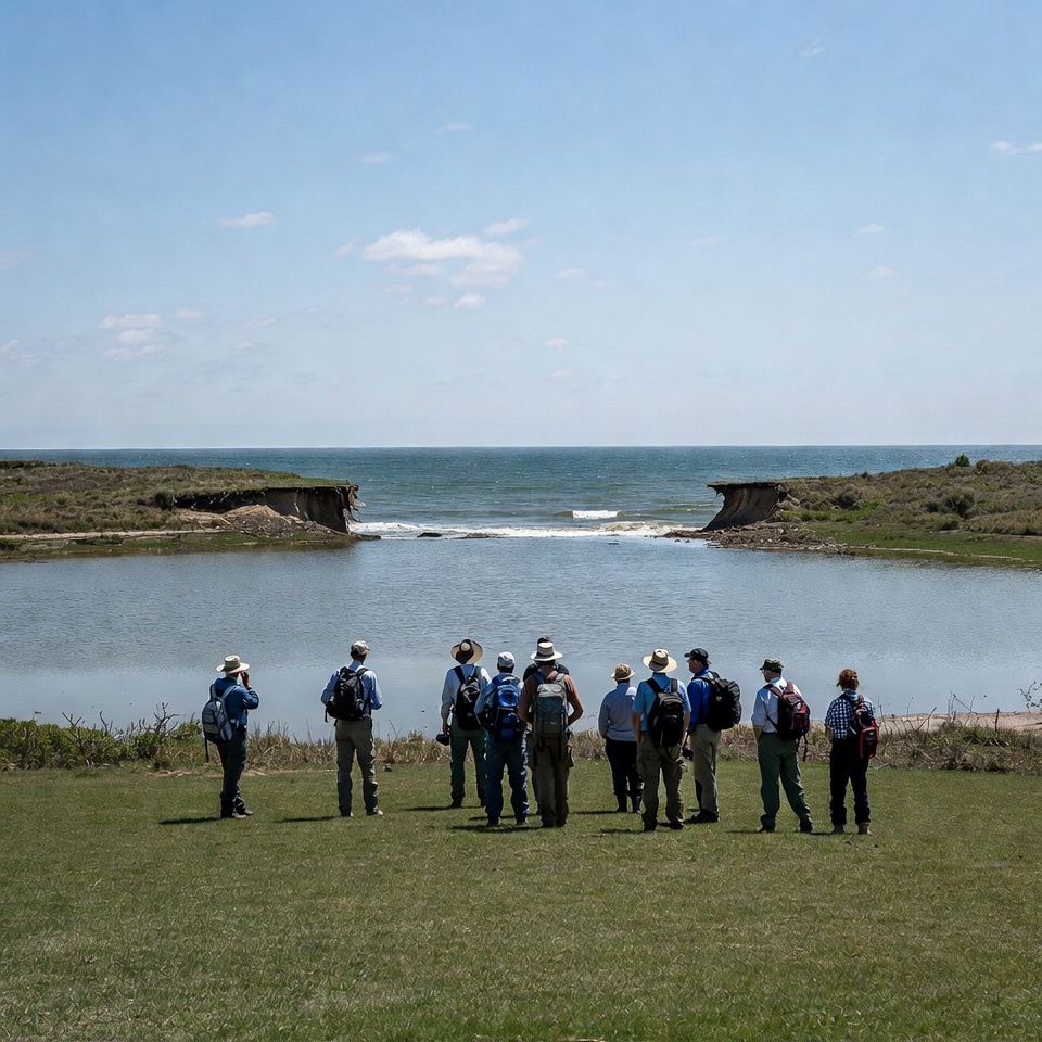Group exploring coastal area together Group exploring coastal area together