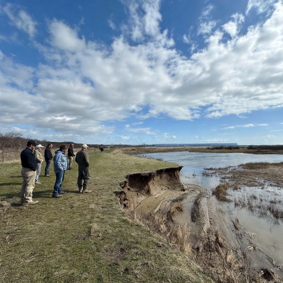 People observing riverbank erosion People observing riverbank erosion