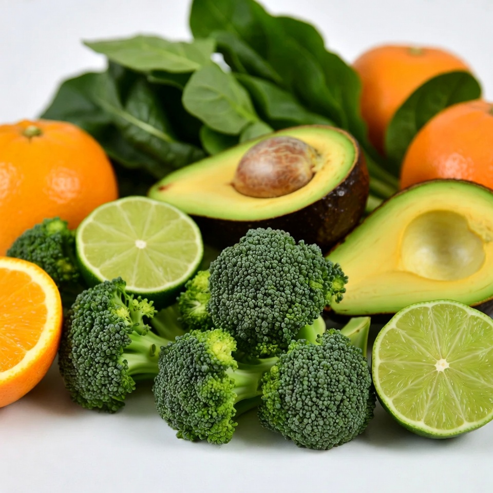 Fresh fruits and vegetables on a table Fresh fruits and vegetables on a table