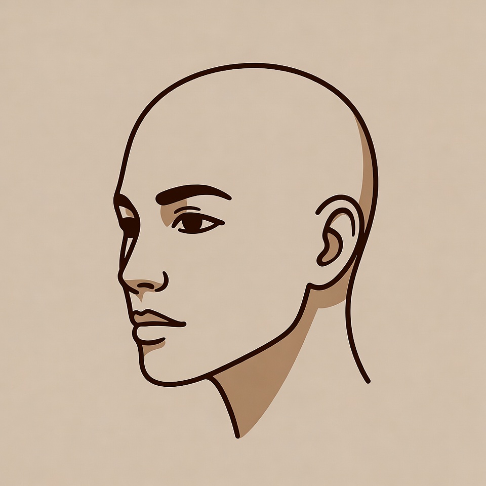 Profile of a bald person looking side Profile of a bald person looking side