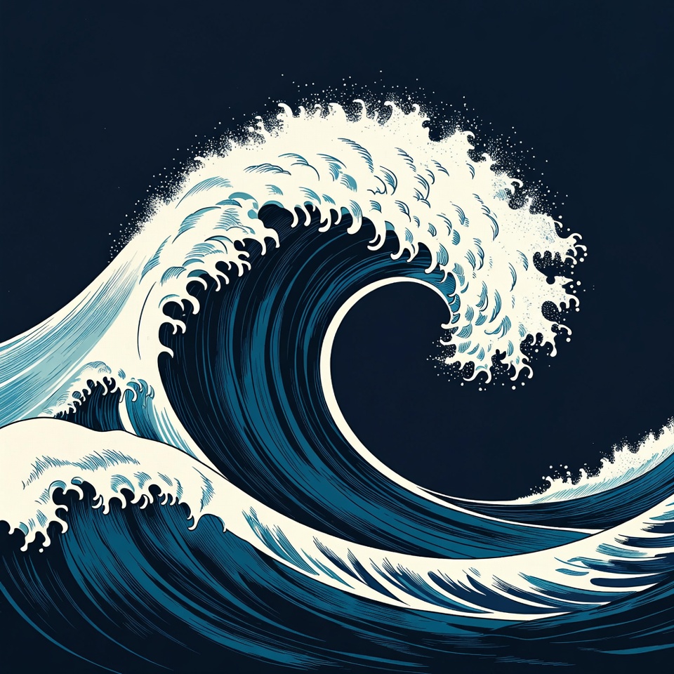 Epic wave crashing in blue ocean Epic wave crashing in blue ocean