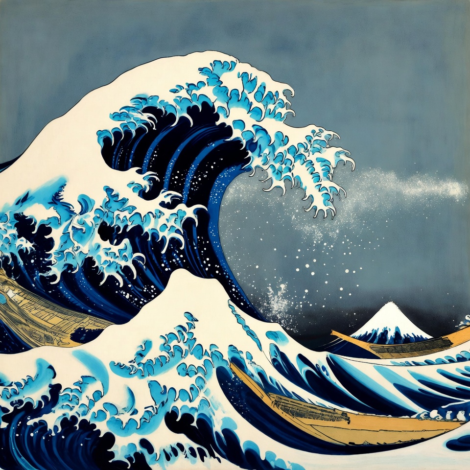 Famous wave with boats and mountain Famous wave with boats and mountain