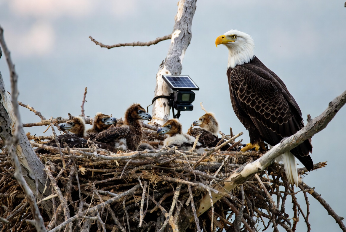 Eagle with chicks in nest Eagle with chicks in nest