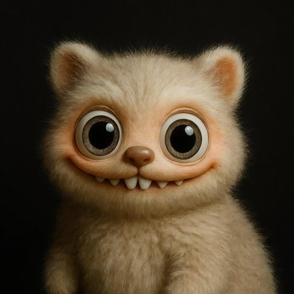 Cute fluffy creature with big eyes Cute fluffy creature with big eyes