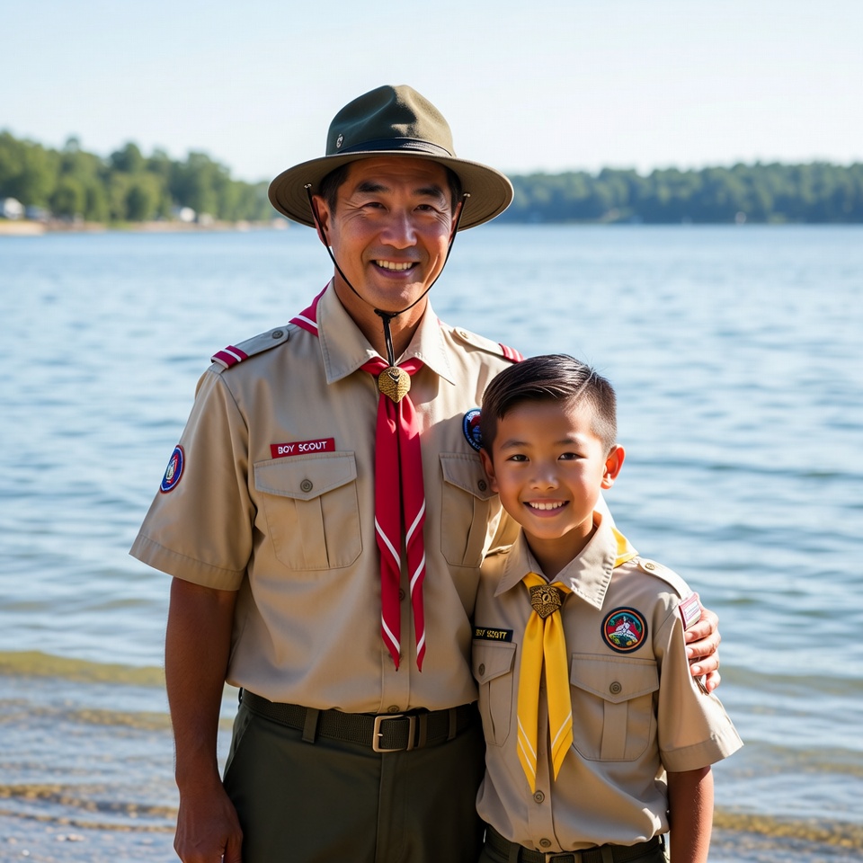 Scout leaders by the lake Scout leaders by the lake