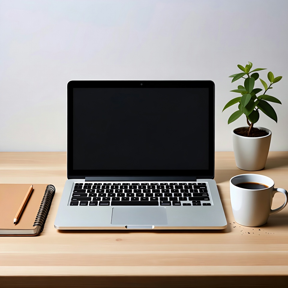 Workspace with laptop and coffee Workspace with laptop and coffee
