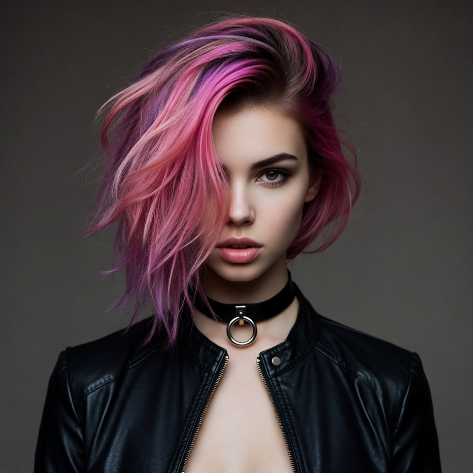 Young woman with colorful hair style Young woman with colorful hair style