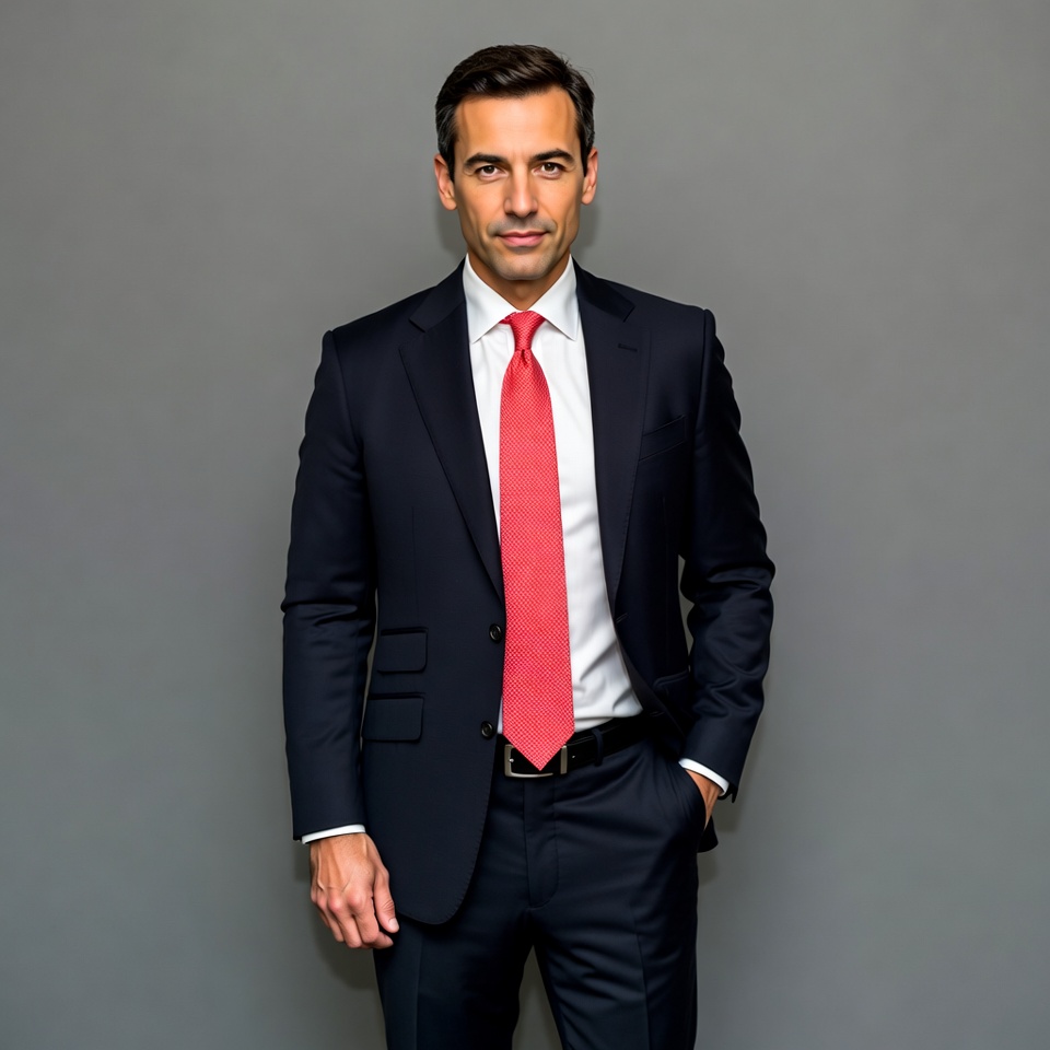 Businessman in formal attire poses indoors Businessman in formal attire poses indoors