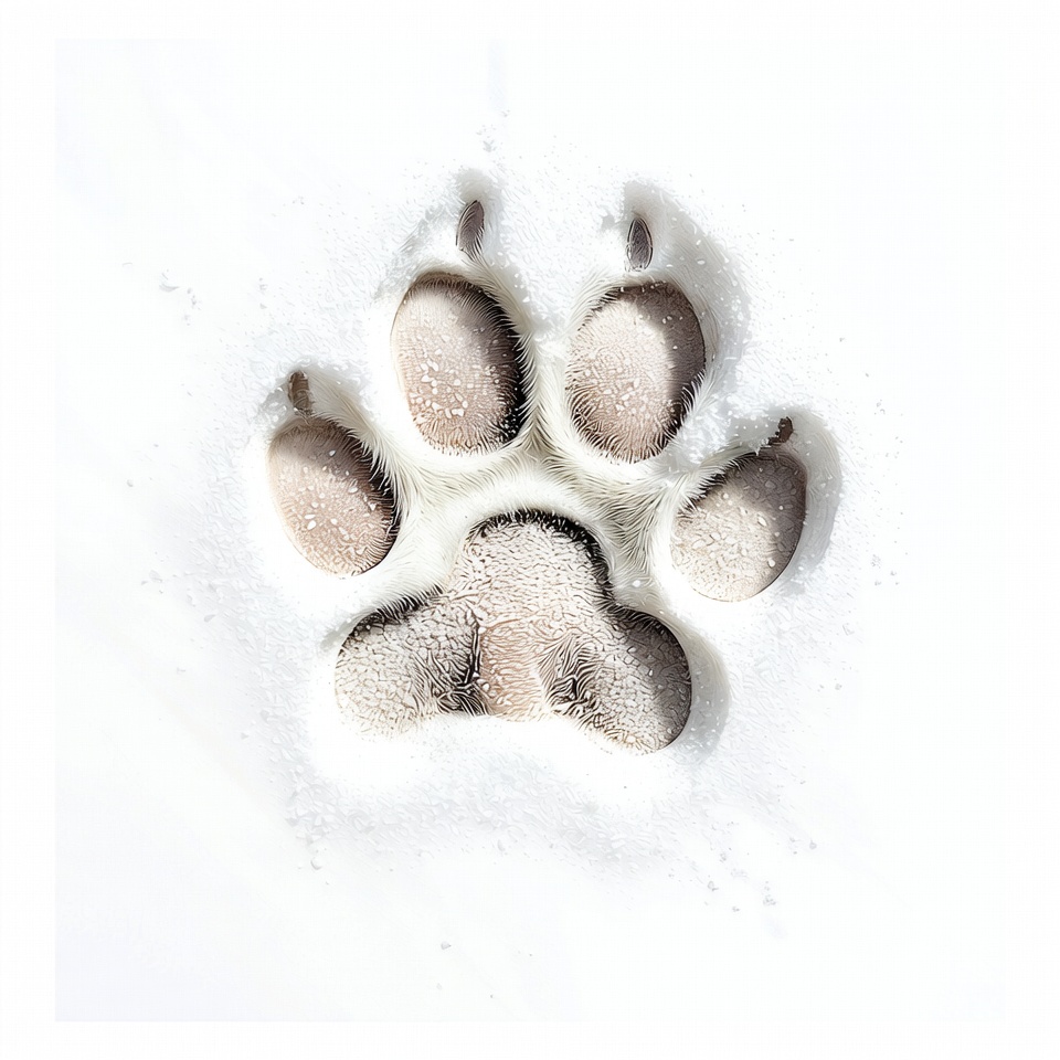 Paw print in fresh snow Paw print in fresh snow