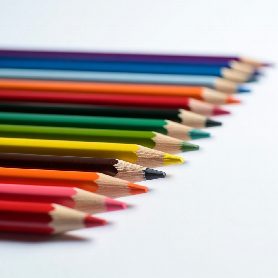 Colorful pencils arranged in a line Colorful pencils arranged in a line