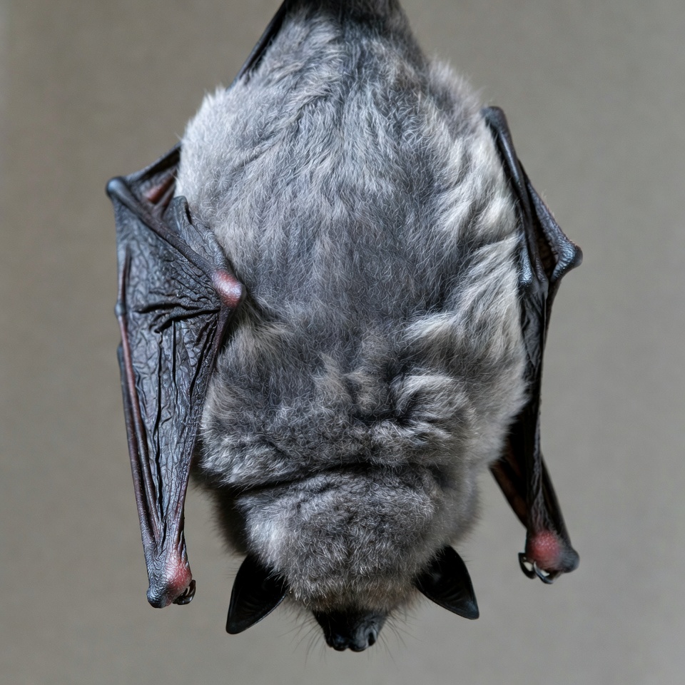 Bat hanging upside down indoors Bat hanging upside down indoors