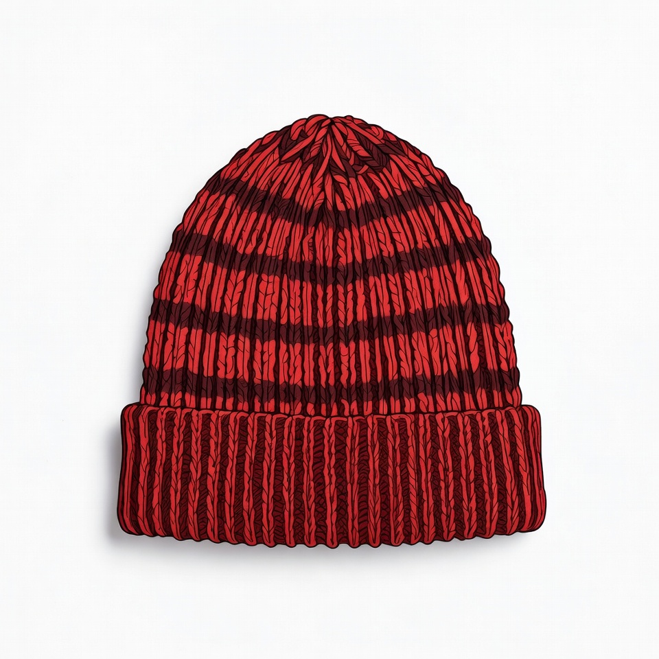 Red striped knit cap on a white background Red striped knit cap on a white background
