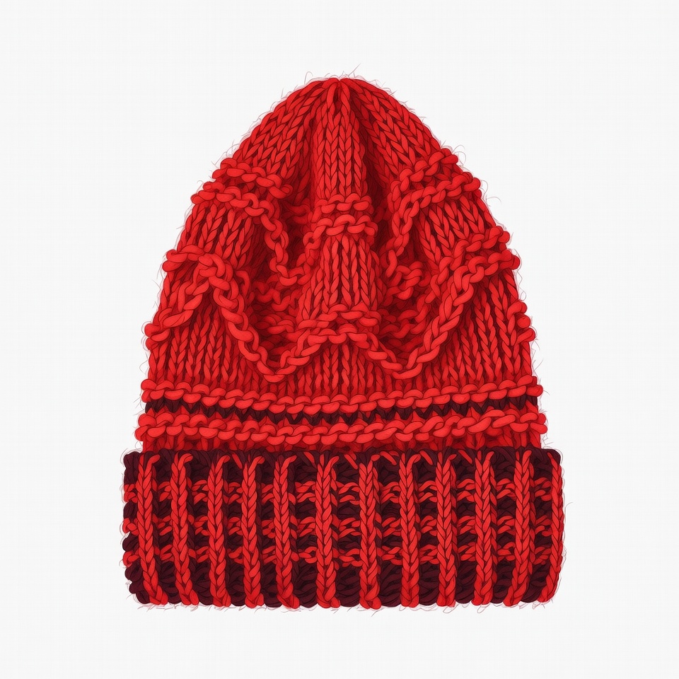 Red knitted hat on white background Red knitted hat on white background