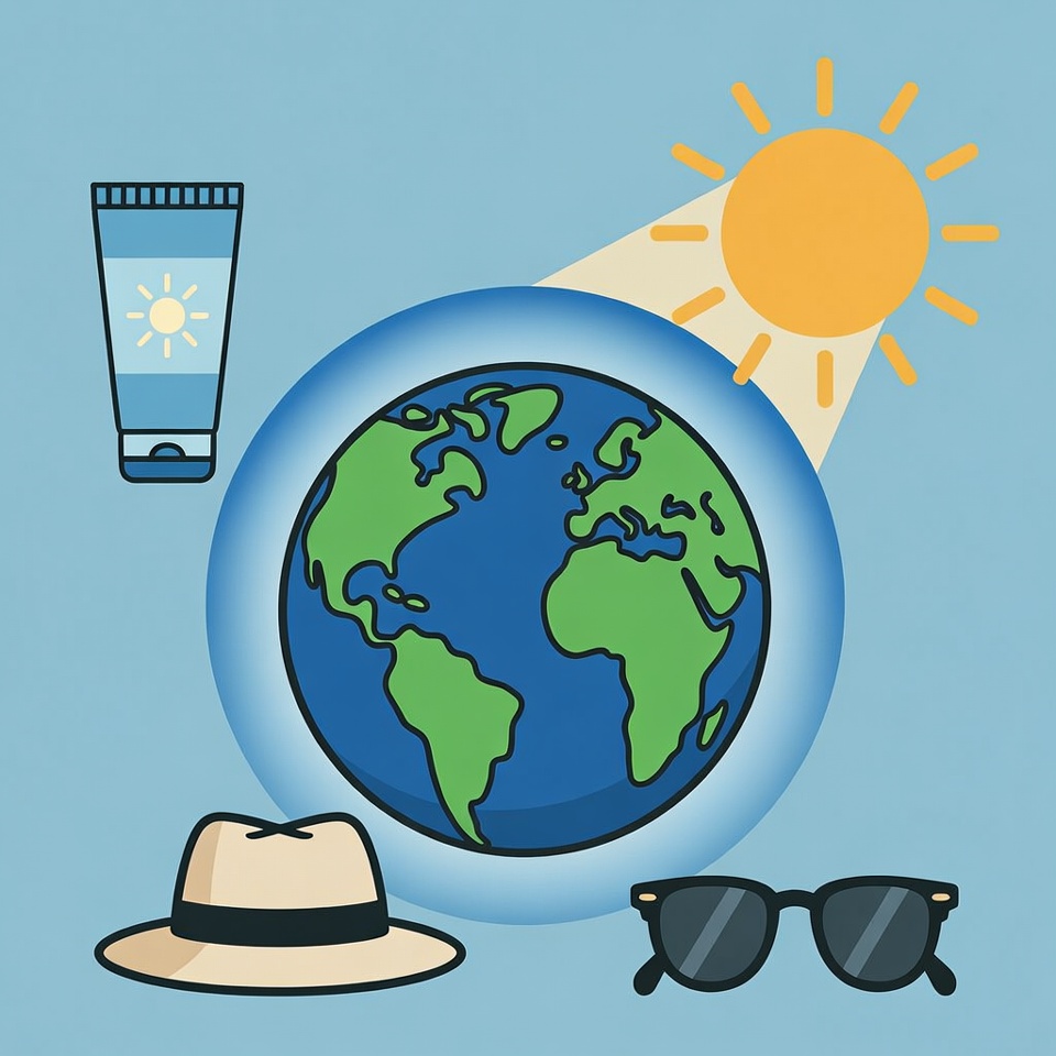 Sun and earth with summer essentials Sun and earth with summer essentials