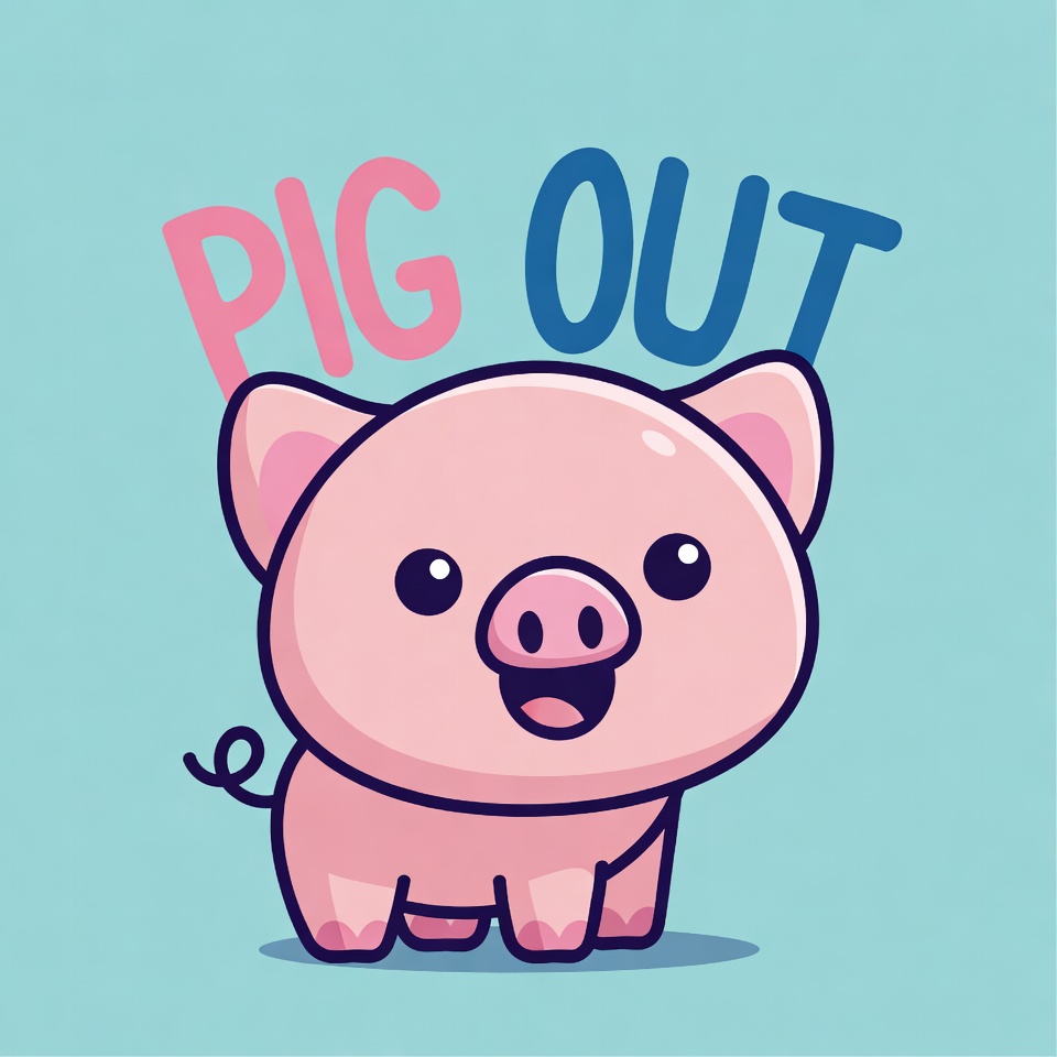 Cute pig enjoying food time Cute pig enjoying food time