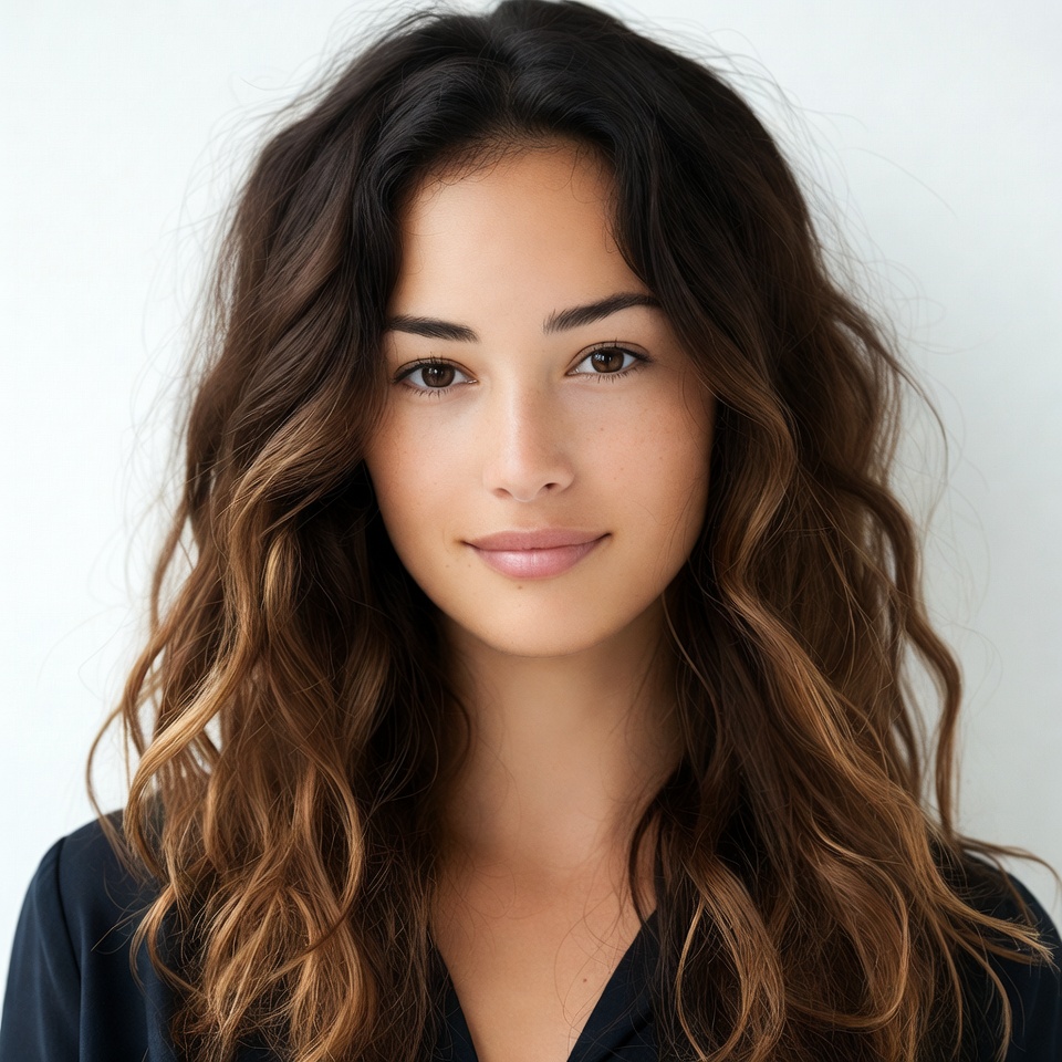 Woman with long wavy hair Woman with long wavy hair